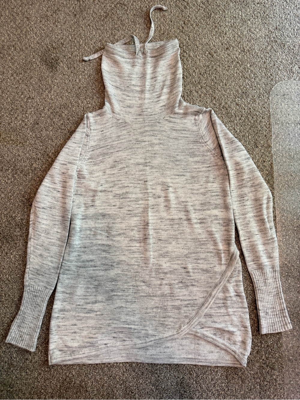 Akini Heathered Light Gray Cowl-Neck Sweater